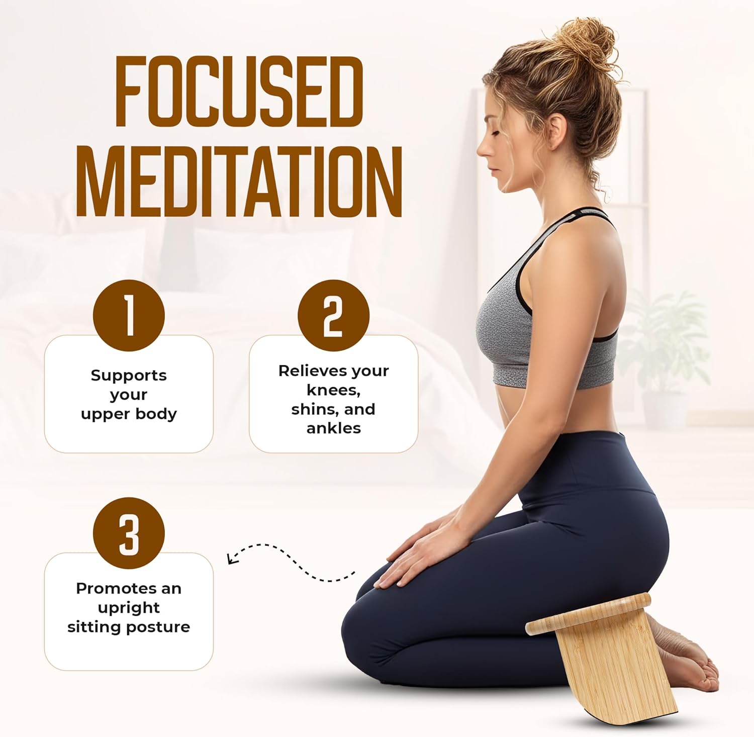 NIXSCALINO Folding Meditation Bench | Bamboo Kneeling Stool with Rocking mechanism - Portable Cross Legged Folding Seiza Chair