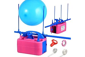 Electric Balloon Inflator with Dual Nozzles and Balloon Sizer