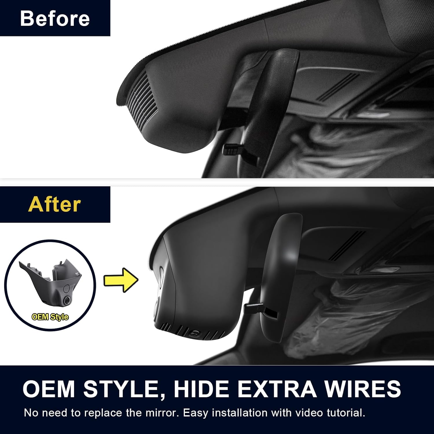 Honda CRV Dash Cam Front 4K & Rear 1080p Custom fit for Gen6 CR-V & CR-V Hybrid 2023-2026(Black)(Model B), Integrated OEM Look, UHD 2160P Video, WiFi & App, 128GB Card