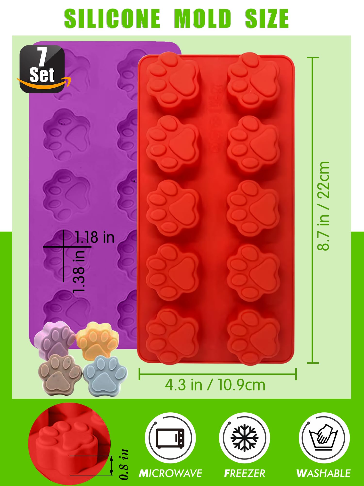 Set of 7,4 Pieces Silicone Molds Puppy Dog Paw & Bone Shaped and 3 Pieces Stainless Steel Bone Cookie Cutter,for Homemade Treats and Cat Animal Paw Ice Candy Chocolate Baking Mold - Image 3