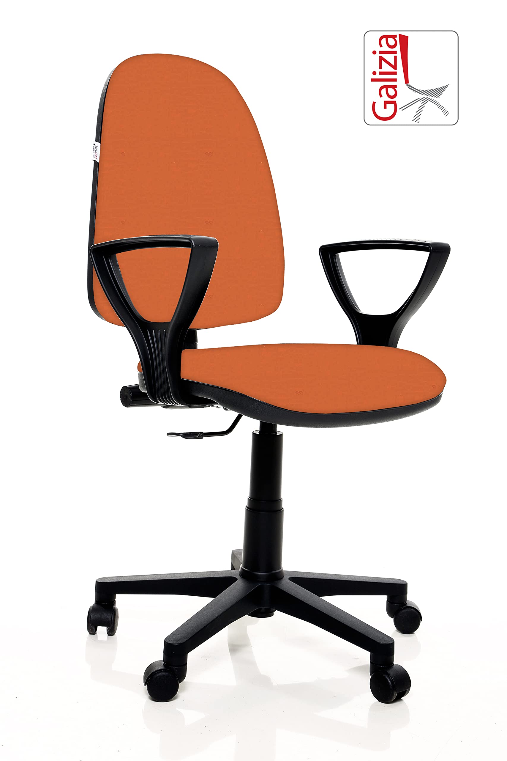 Sedia Da UfficioGalizia Prime Poltroncina Ergonomica Contatto Permanente schienale Regolabile In Altezza Sedile E Schienale Imbottiti In Tessuto Finta Pelle, certificato italiano (ARANCIO)