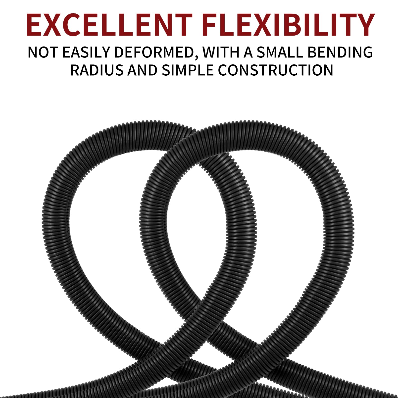 Tubo de telar de alambre dividido, protector de cable flexible para cableado automotriz, cine en casa, gestión industrial de cables (negro, 34,5 mm) - 10 pies
