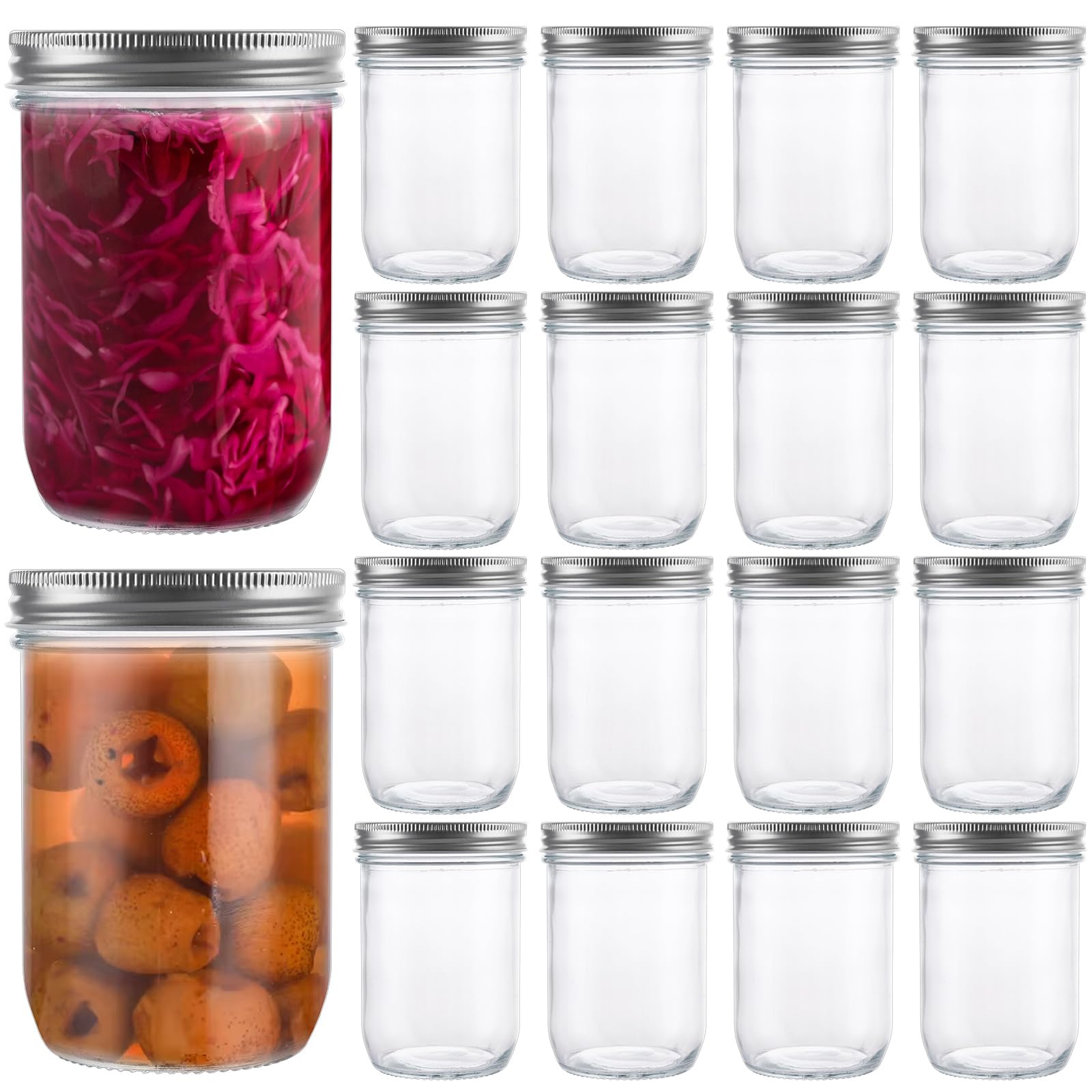 Sponsored Ad – 18 Pack Glass Mason Jars with Lids, 500ml / 16oz Wide Mouth Food Storage Jars, Airtight Overnight Oats Jars Pickling Jars Canning Jars Salad Jars for Jam Breakfast Fruit