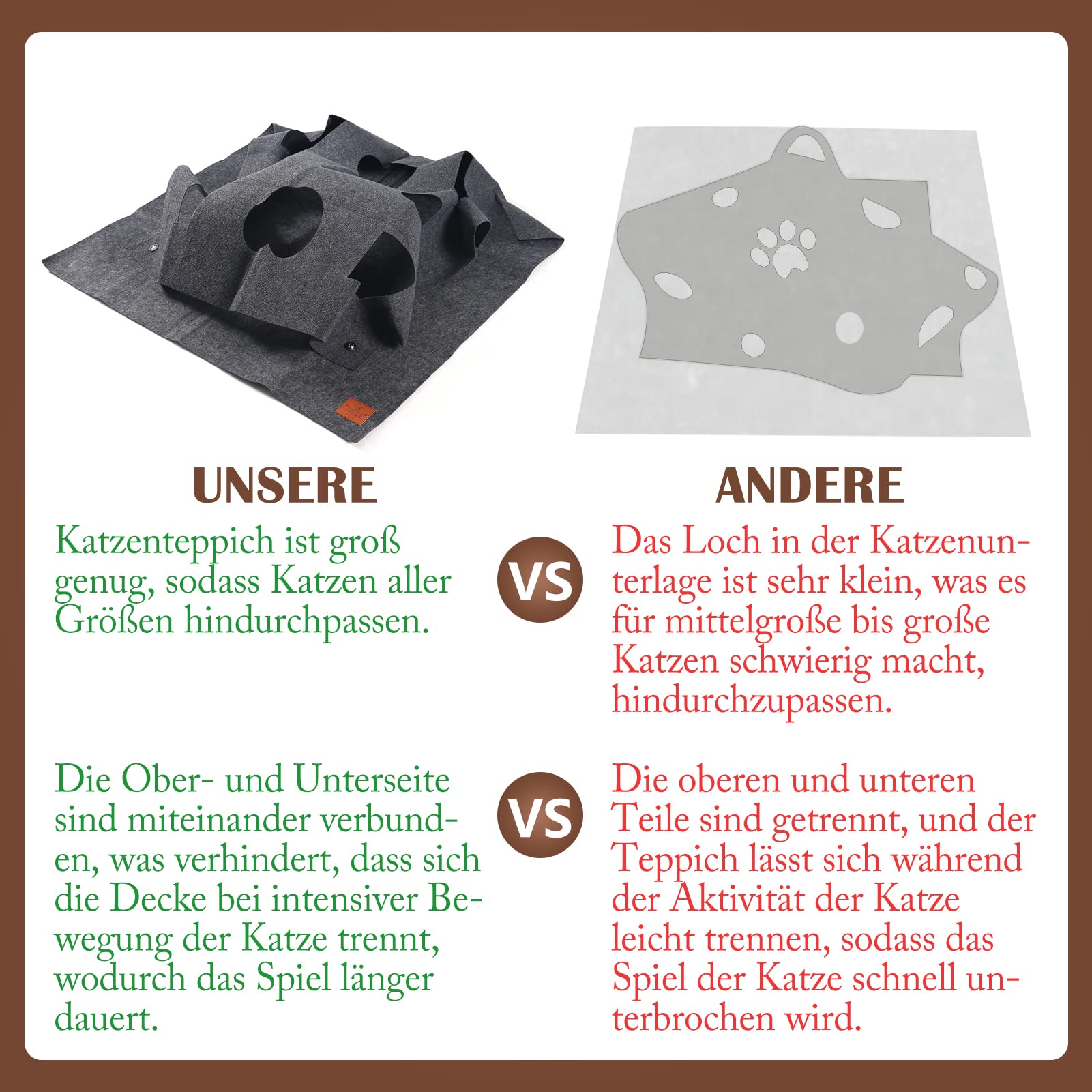 Katzenteppich, Interaktives Beschäftigung Katzen Spielmatte, Katzenbeschäftigung Spielteppich für intelligenzspielzeug mit Deiner Katze 100x100CM 1PCS (Grau)