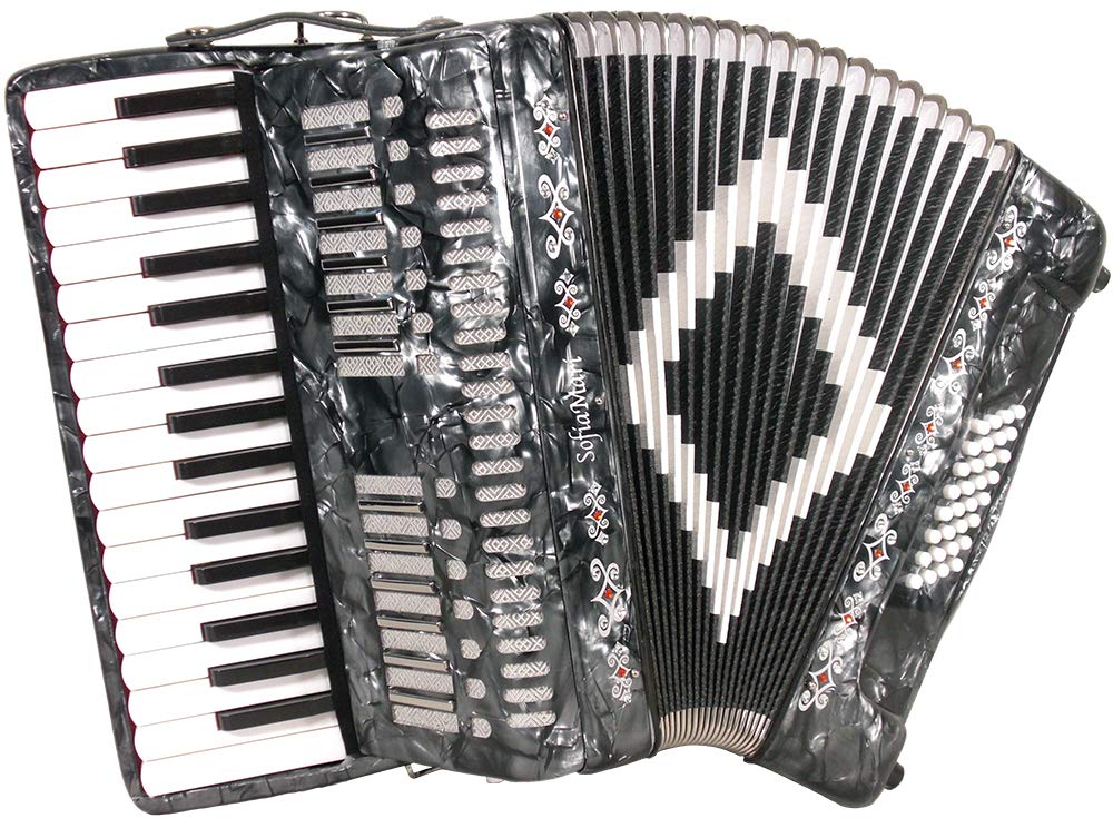 SM3232 Accordion Package: 32 Key, 32 Bass Piano Accordion, Trolly Case and Leather Straps (Gray Pearl)
