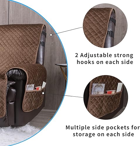 Miniatura 4 de Fundas de terciopelo reclinables antideslizantes e impermeables para sillas reclinables grandes para sillas de cuero, funda reversible para sofá
