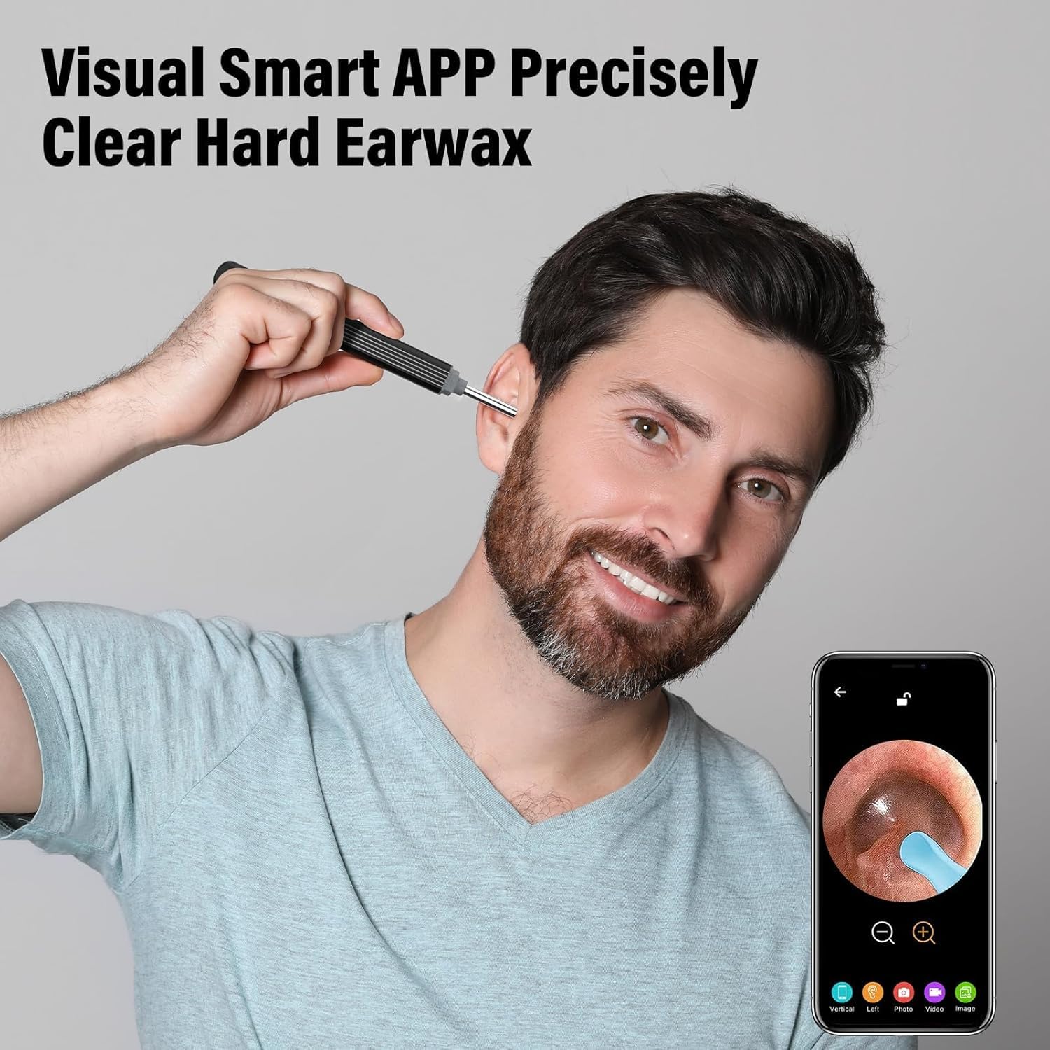 Otoscope Oreille avec caméra 1080P HD 3,5 mm étanche 6 Lumières LED pour Smartphones et Tablettes IOS Android Noir