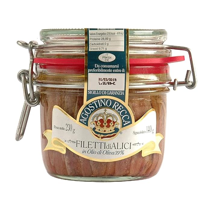 Buy Agostino Recca Anchovies Fillets in Olive Oil Wild Caught Fish from Italy Anchovy