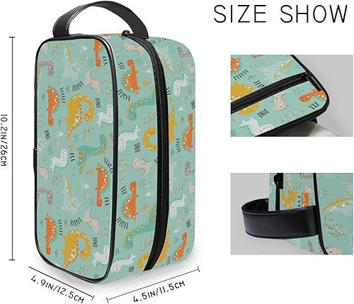 Miniatura 4 de OTVEE Linda y divertida bolsa de aseo de viaje con dinosaurios coloridos para hombres y mujeres, kit de afeitado para artículos de tocador, Lindos