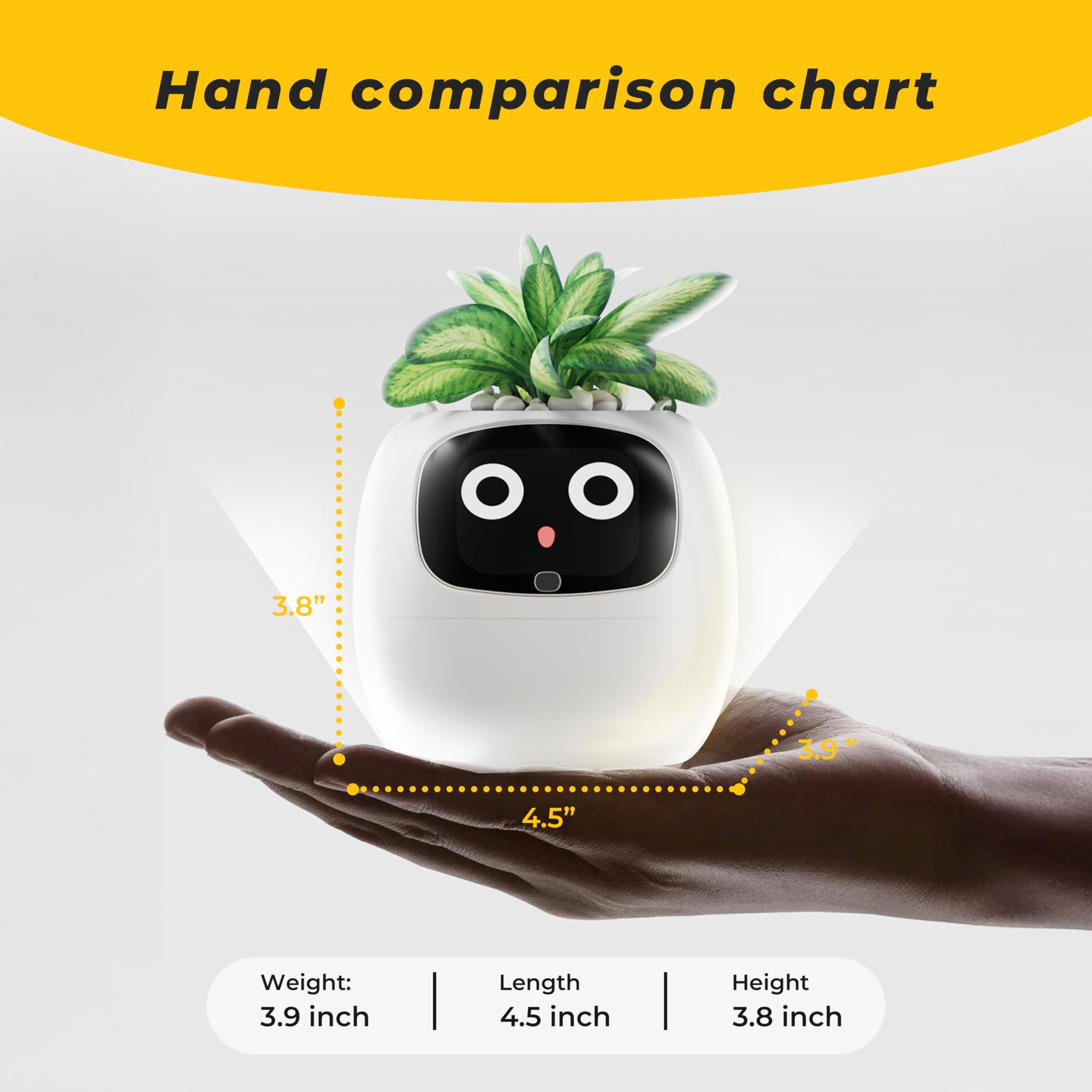 PLANTSIO Ivy - Intelligenter Pflanzentopf für Hausdekoration, Pflanzen, Begleiter, Schreibtisch-Setup, Geschenk für Zuhause, Pflanzentopf für Haustiere, Roboter-Pflegehinweise