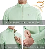Vista 3 de Sudadera para hombre con protección UPF 50+ con cremallera de 14, cuello alto, manga larga