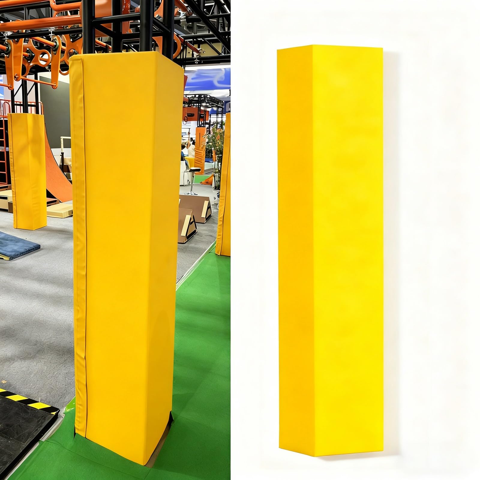 Colchón para Poste de Baloncesto Protector de Poste Amarillo, Almohadilla Cuadrada para aro de Baloncesto, Almohadillas de colisión Verticales Personalizadas(5.5x5.5in/14x14cm Pole)