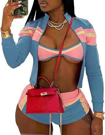 XZLUFNY 3 Piece Workout Sets for Women Butt Lifting Shorts with Sports Bra Gym Jacket
