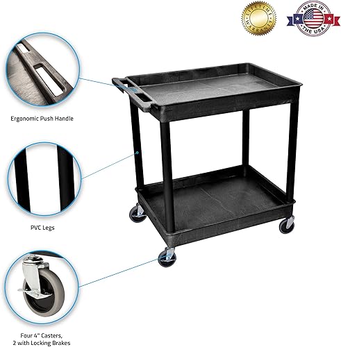 Miniatura 3 de Luxor TC11-B H Wilson Carro grande multiusos para tina, 400 libras, resina termoplásticapoliuretanoHDPE, tamaño completo, negro