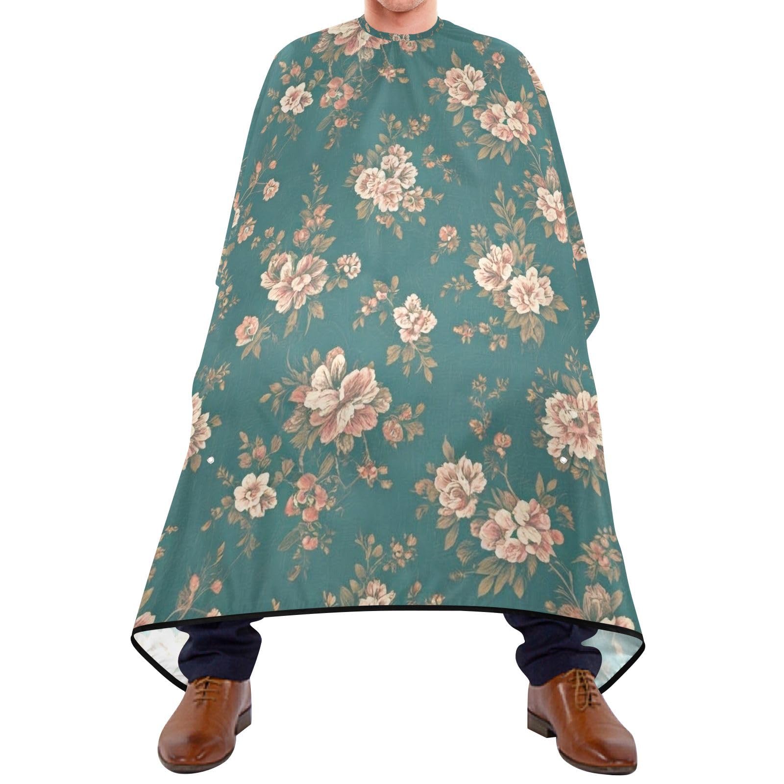 Hezely Vintage Teal Floralvintage Teal Floral Hair Dye Cape, Barber Cape for Adults,Waterproof Salon Cape,Waterproof Hairdressing Styling Hair Cutting, 65