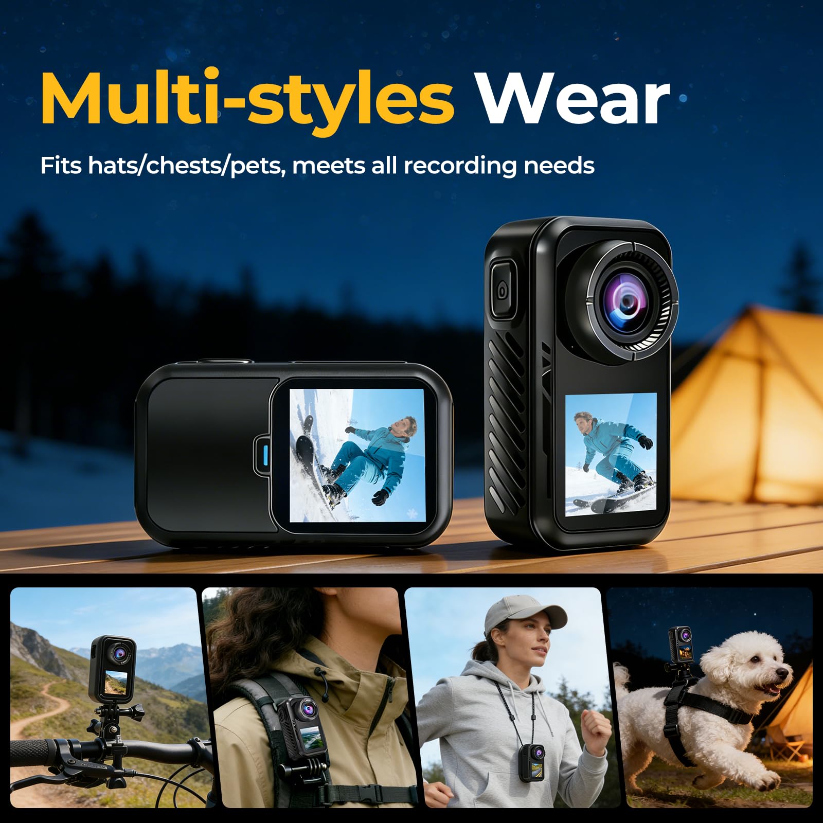 AIKER Action Cam 4K/5K WiFi NEU Upgraded, Bodycam mit 30M wasserdichte/EIS/180 Min Akkulaufzeit/Dual-Screen-Display/Helmkamera 150° Action Kamera für Fahrrad, Schnorcheln, Motorrad,Wandern & Vloggen