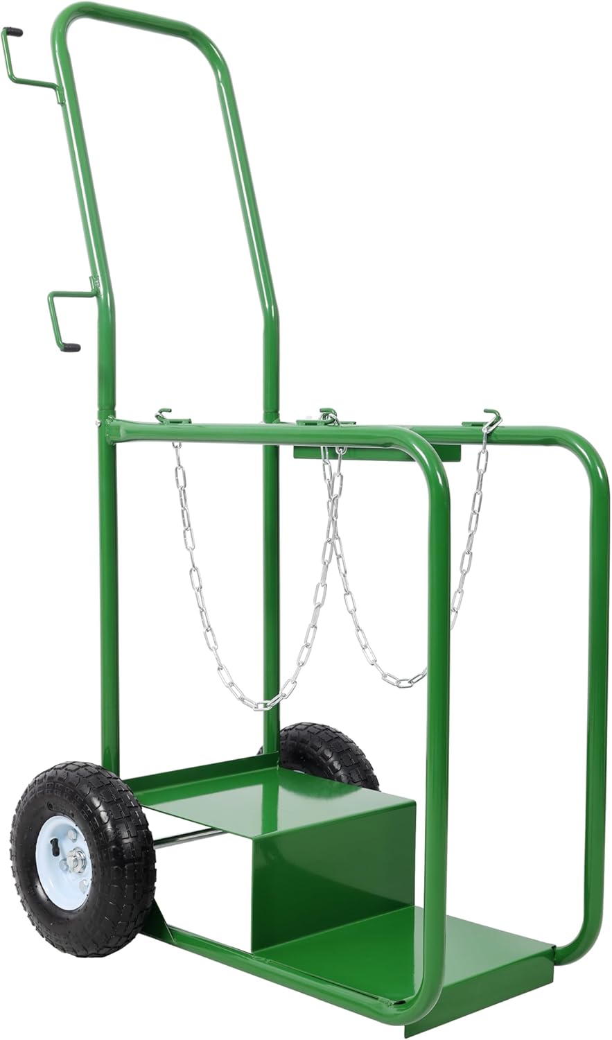 Heavy Duty Welding Cylinder Hand Truck, 440lbs Capacity Dual Oxygen Acetylene Tank Cart Cylinder Dolly with 10'' Solid Rubber Wheels for Gas Bottles Transport at Jobsite Garage Shop Storage