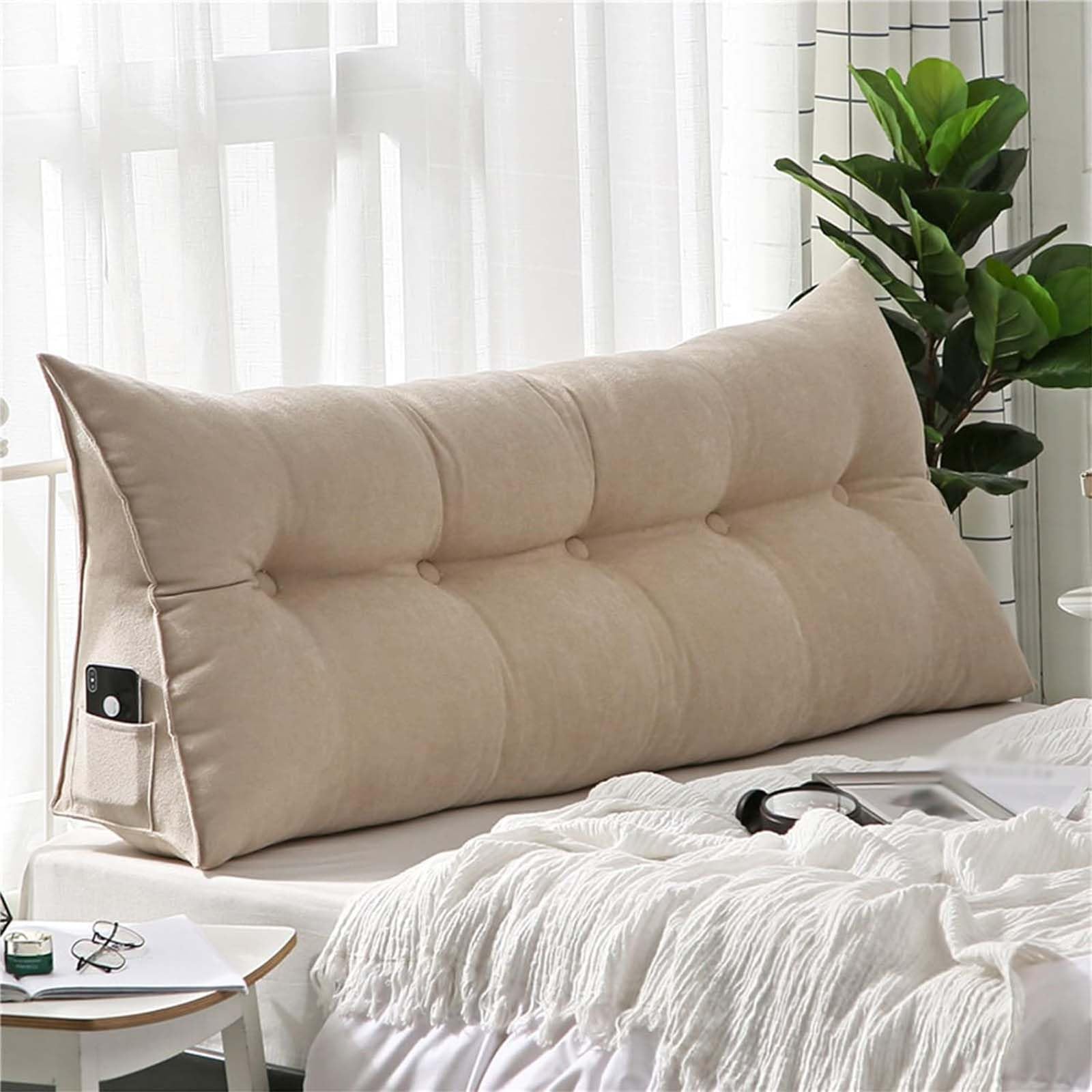 Almohadas grandes de cuña para cabecero, almohada de lectura triangular, cojín de apoyo lumbar, cojín de apoyo lumbar para posición de respaldo, almohada suave para sofá cama, 80 x 50 x 20 cm