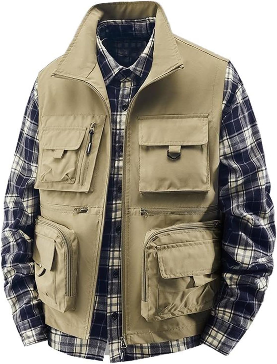 Men's Thin Cargo Vest Multi Pocket Fishing Loose Fit Utility Vest