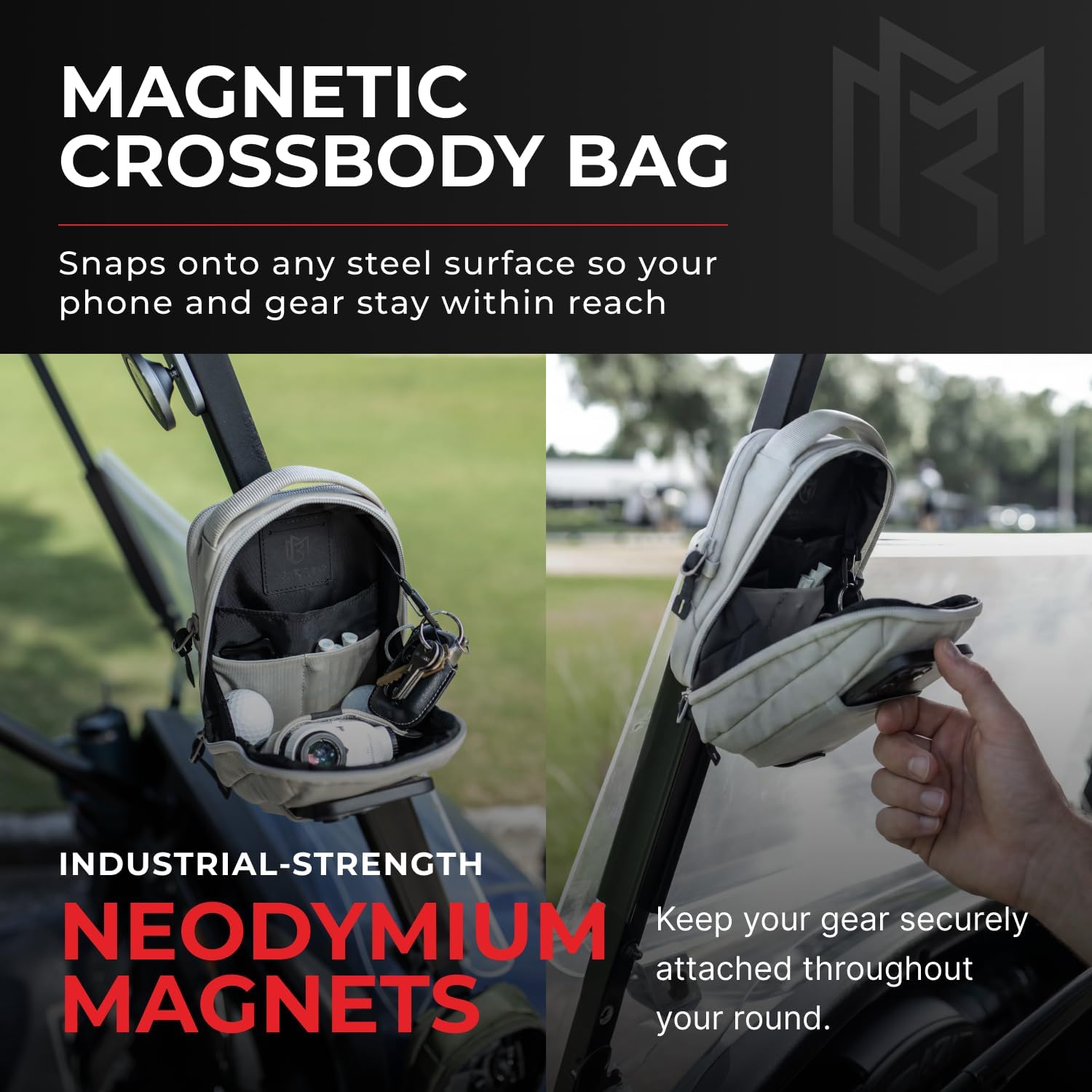 Magnetic Bag Company Magnetic Crossbody Sling Bag for Men & Women | Golf, Gym & Travel | Water Resistant Nylon