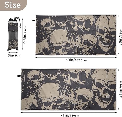 Miniatura 4 de xigua Toalla de playa de calavera, sin arena, súper absorbente, toalla de viaje de gran tamaño con bolsa de malla para playa, campamento, natación,