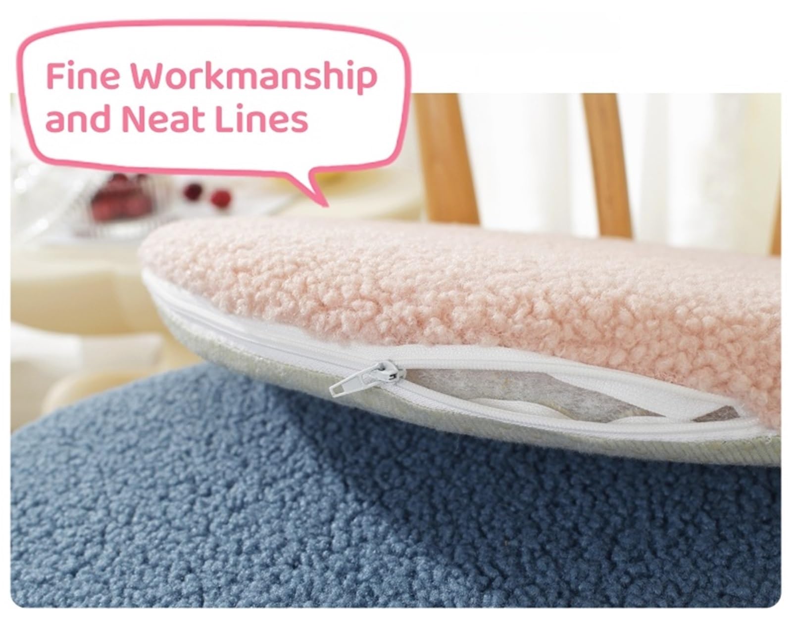 Lot de 2 coussins ronds en peluche épais et doux pour salle à manger, cuisine, bureau - Coussins confortables de couleur unie pour décoration d'intérieur