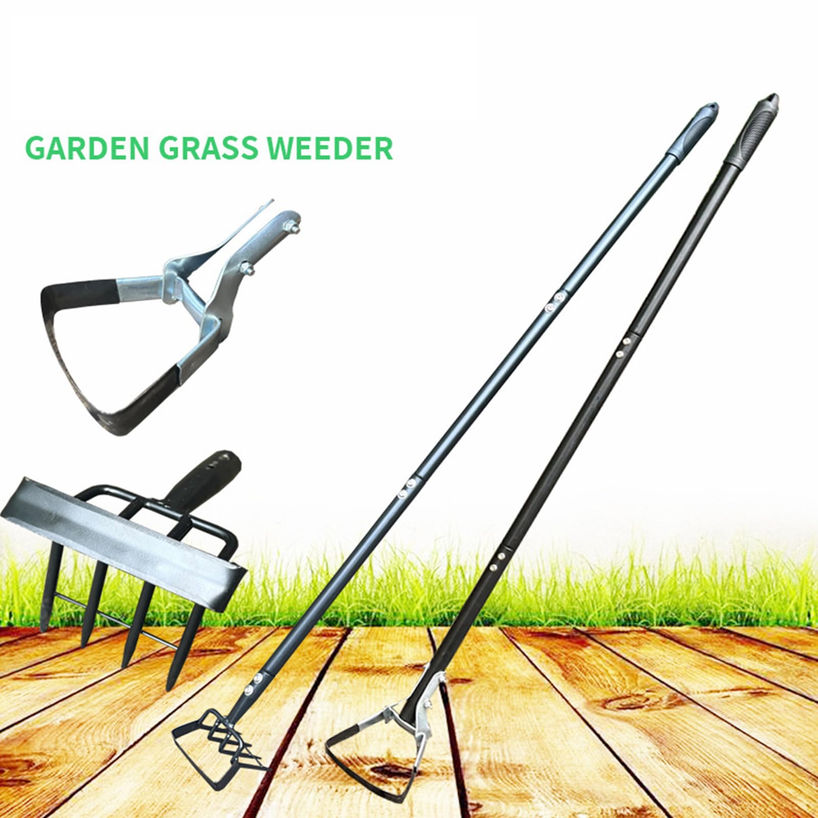 Strumento per diserbo con impugnatura regolabile da 63 pollici per un facile giardinaggio e preparazione del terreno Sarchiatore multiuso con raschietto per un ' efficiente manutenzione del giardino e