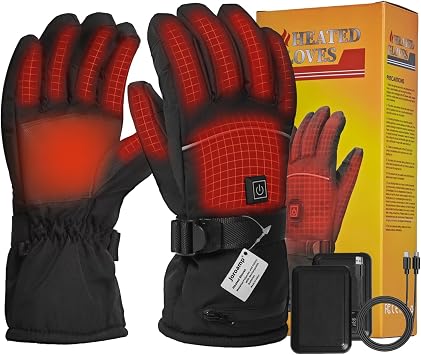 Heated Gloves, 5V 5000mAh Rechargeable Heated Gloves for Men Women, Waterproof & Upgrade Non-Slip with Touchscreen for Sports Outdoor Skiing Climbing Hiking Winter Handwarmer Gifts