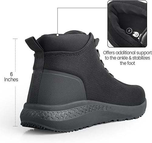 Miniatura 7 de Botas de trabajo antideslizantes para hombre, zapatos de chef antideslizantes para servicio de alimentos, cocina, restaurante, botas de tobillo de