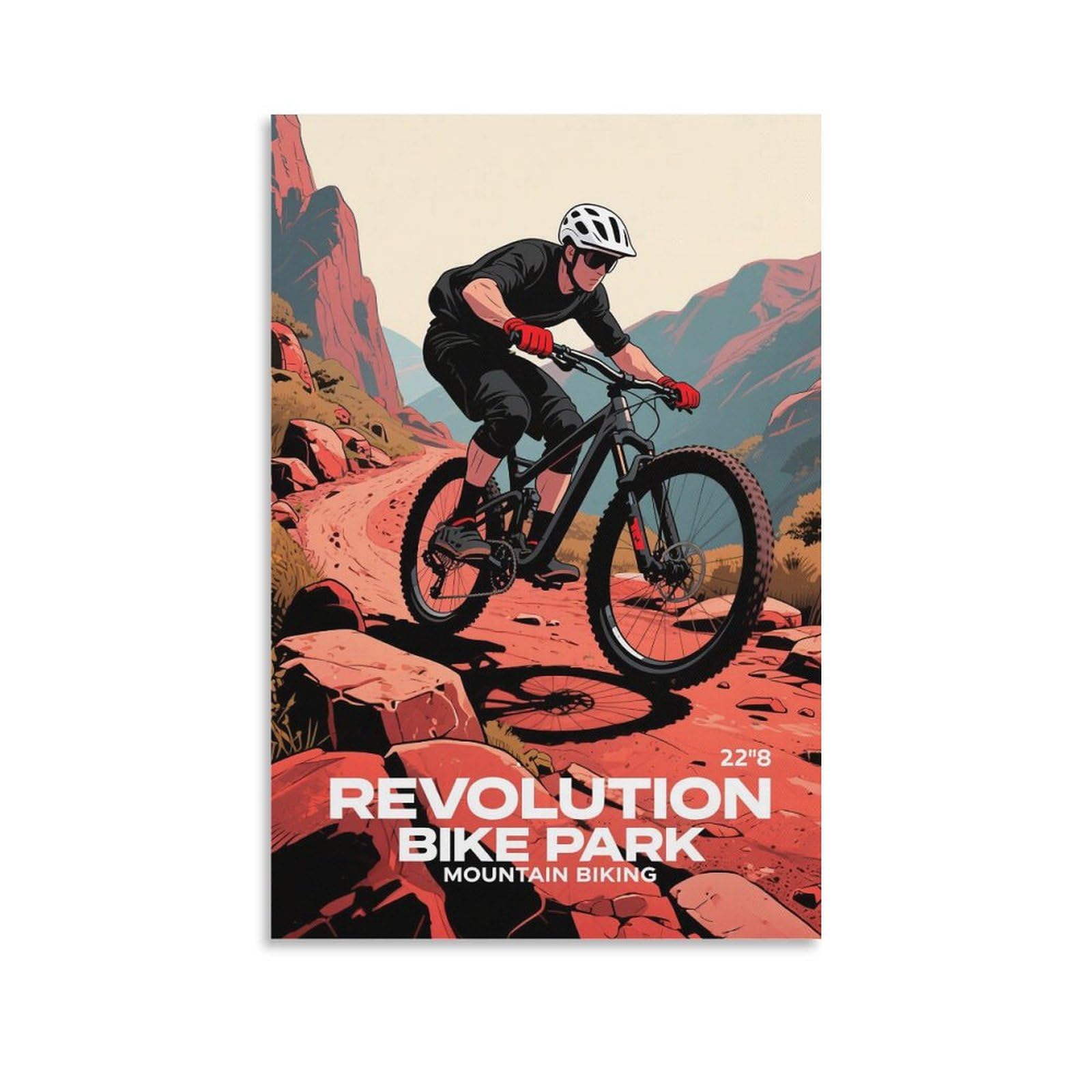 Hwjjuii Unframe-Style Revolution Bike Park Mountain Biking Vintage Travel Poster 20X30inch(50X75cm) Canvas Art Poster And Wall Art Picture Print Bedroom Decor