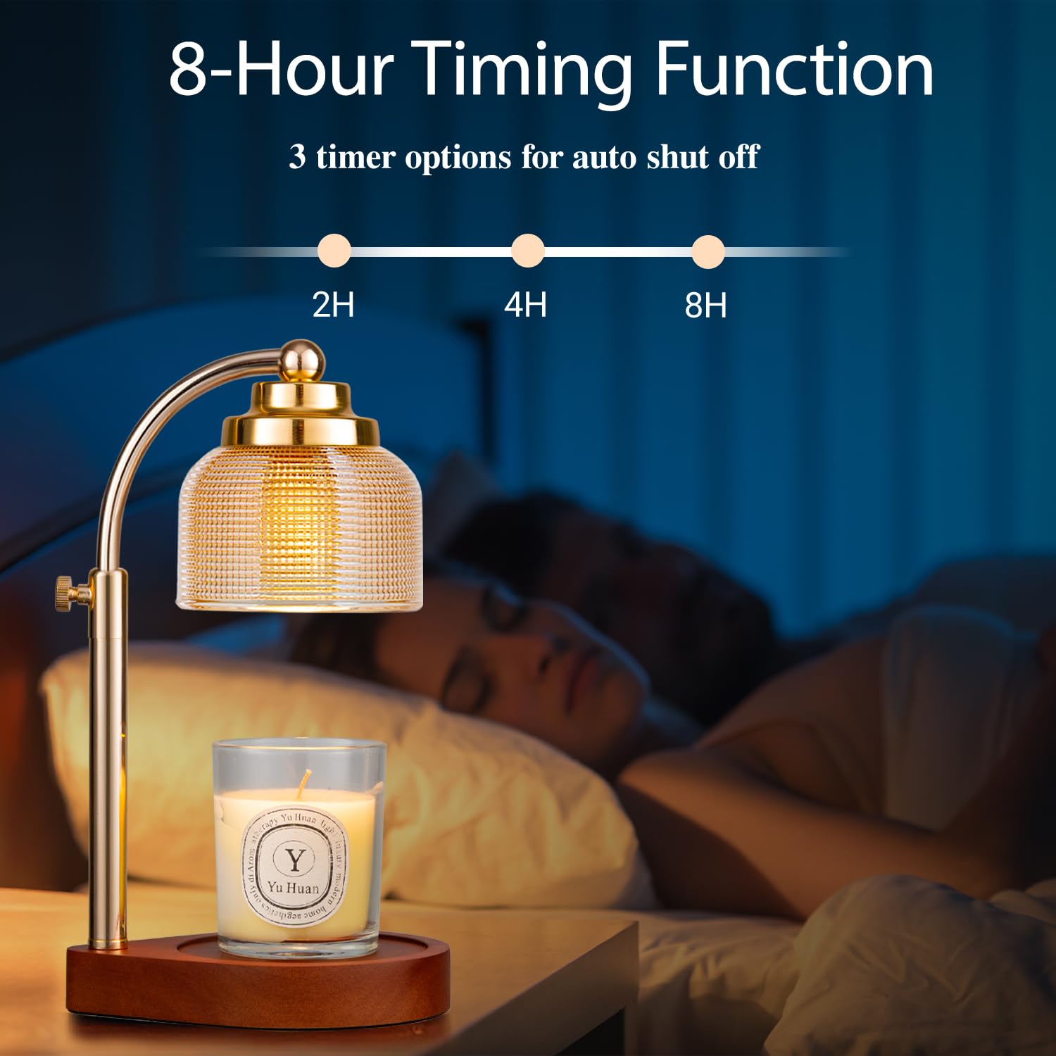 Lámpara calentadora de velas con temporizador y regulador, altura ajustable, aroma en cuestión de minutos, el mejor regalo para mujeres y madres, calentador de cera para velas en tarro con 2 bombillas