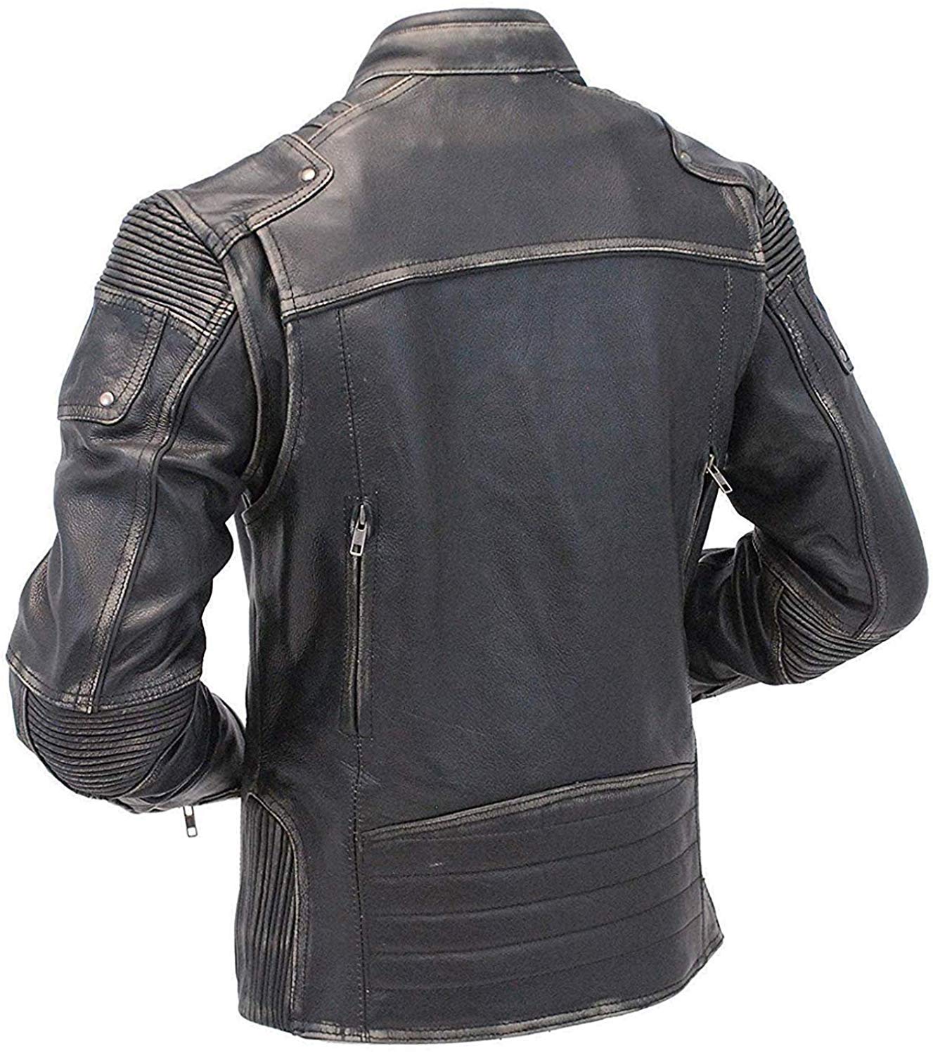 Cazadora clásica para hombre, de piel envejecida, estilo retro, para motociclista
