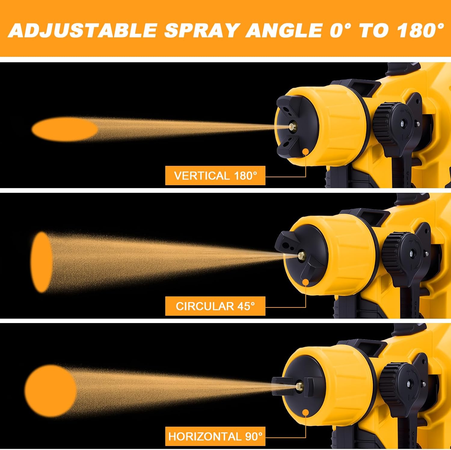 Paint Sprayer, Electric 800W HVLP Spray Gun with Cleaning/Blowing Joints, 3-Pattern 3 Nozzles, and 1400mL Container, Home Improvement Tools for House Painting Fence Cabinet Wall (Yellow)