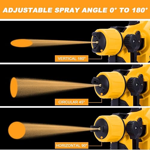 Miniatura 3 de Pulverizador de pintura, pistola eléctrica HVLP de 800 W con juntas de limpieza/soplado, 3 boquillas de 3 patrones y recipiente de 47.3 fl oz,