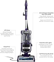Vista 9 de Aspiradora vertical Lift-Away de Shark con PowerFins, cepillo autolimpiante, tecnología de sello completo antialérgeno, sin enredo de cabello, faros