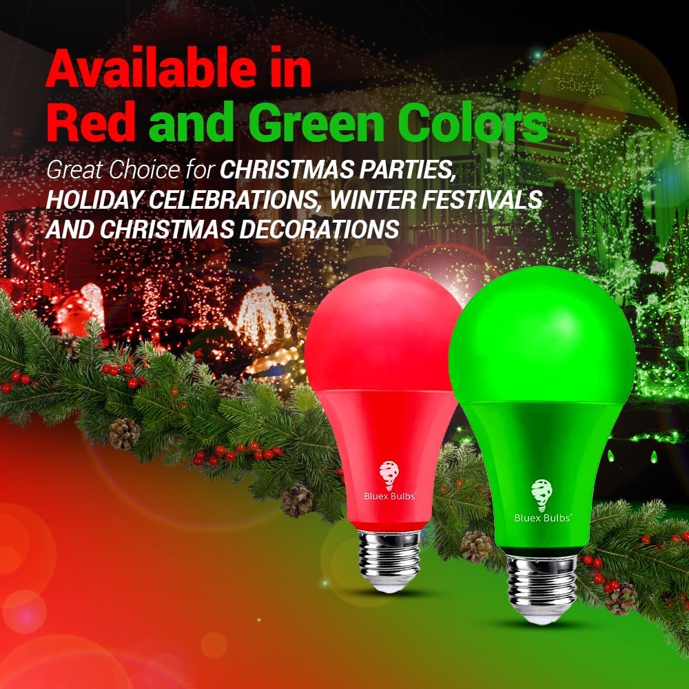 Bluex Bulbs LED A21 Red Light Bulbs - 15W (120W Equivalent), E26 Base, 2 Count, 1200 Lumen - Party Decoration, Porch, Home, Holiday Lighting, Decorative Illumination