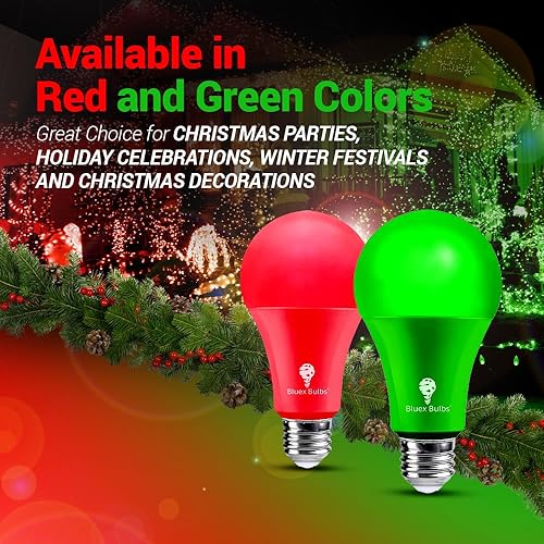 Miniatura 5 de BlueX Paquete de 2 bombillas LED rojas A21 (15 W, equivalente a 120 W), base E26, bombilla LED roja para decoración de fiestas, porche, iluminación