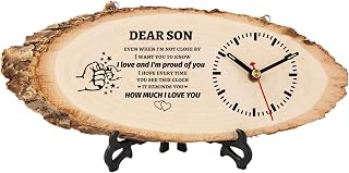 BeauGift Gifts for Son, Wooden Clock Son Birthday Gifts from Mom Dad