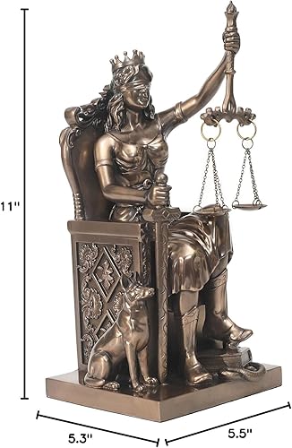 Miniatura 10 de -La estatua de la dama de la justicia, diosa griega romana de la justicia, diosa de la corona y el trono, estatuas coleccionables de 11 pulgadas