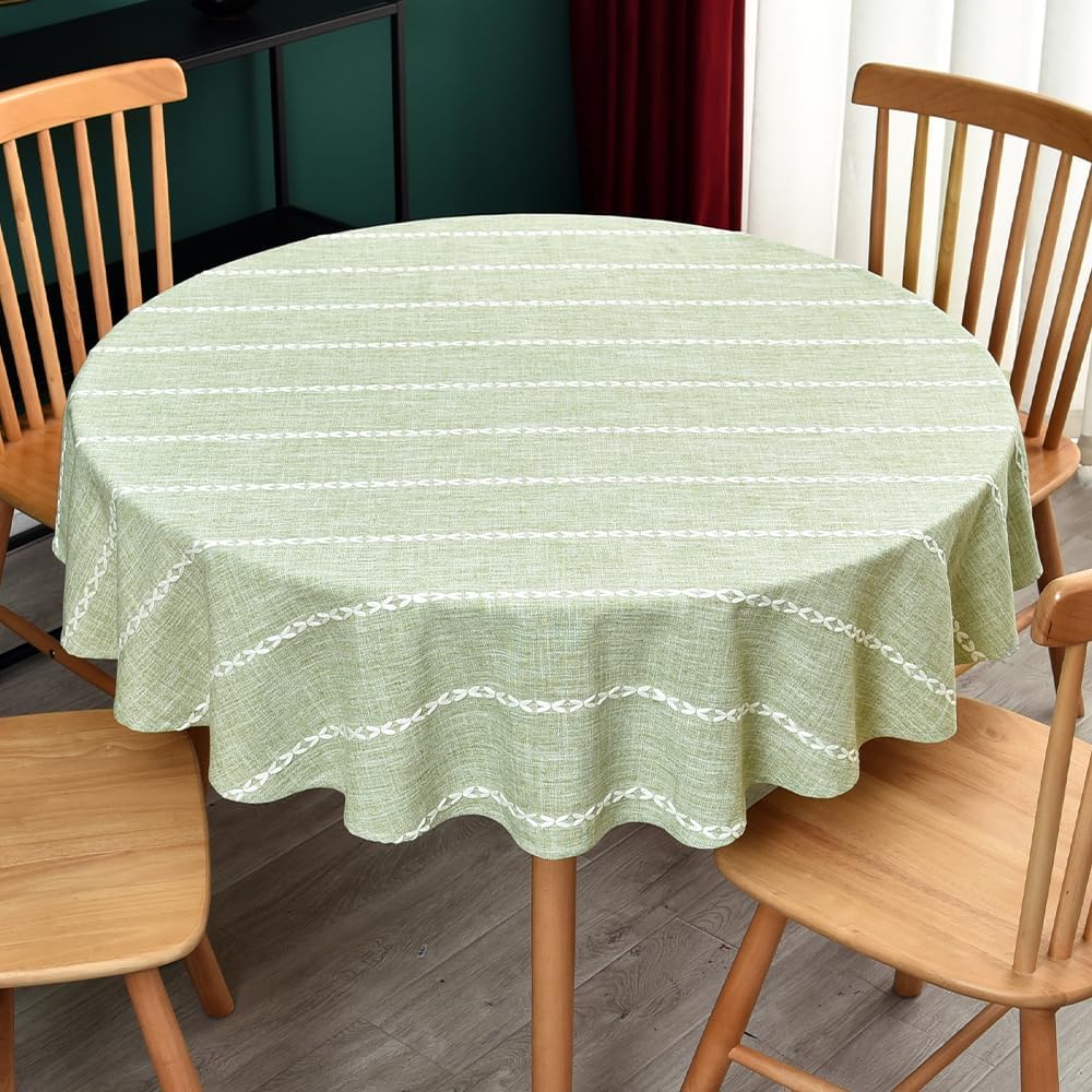 Zobesta Sage Green Round Tablecloth 53 Inch, Circle Table Cloth Circle Linen Tablecloth Round Dining Table Cove for Party, Holiday, Picnic, Dining, Outdoor, Fall