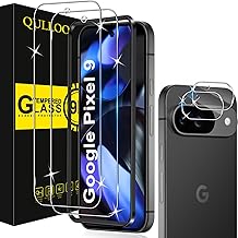 QULLOO Tempered Glass for Google Pixel 9 [2 Pieces] + Camera Protector [2 Pieces], Ultra Resistant 9H Hardness Screen Protector Film HD Transparent