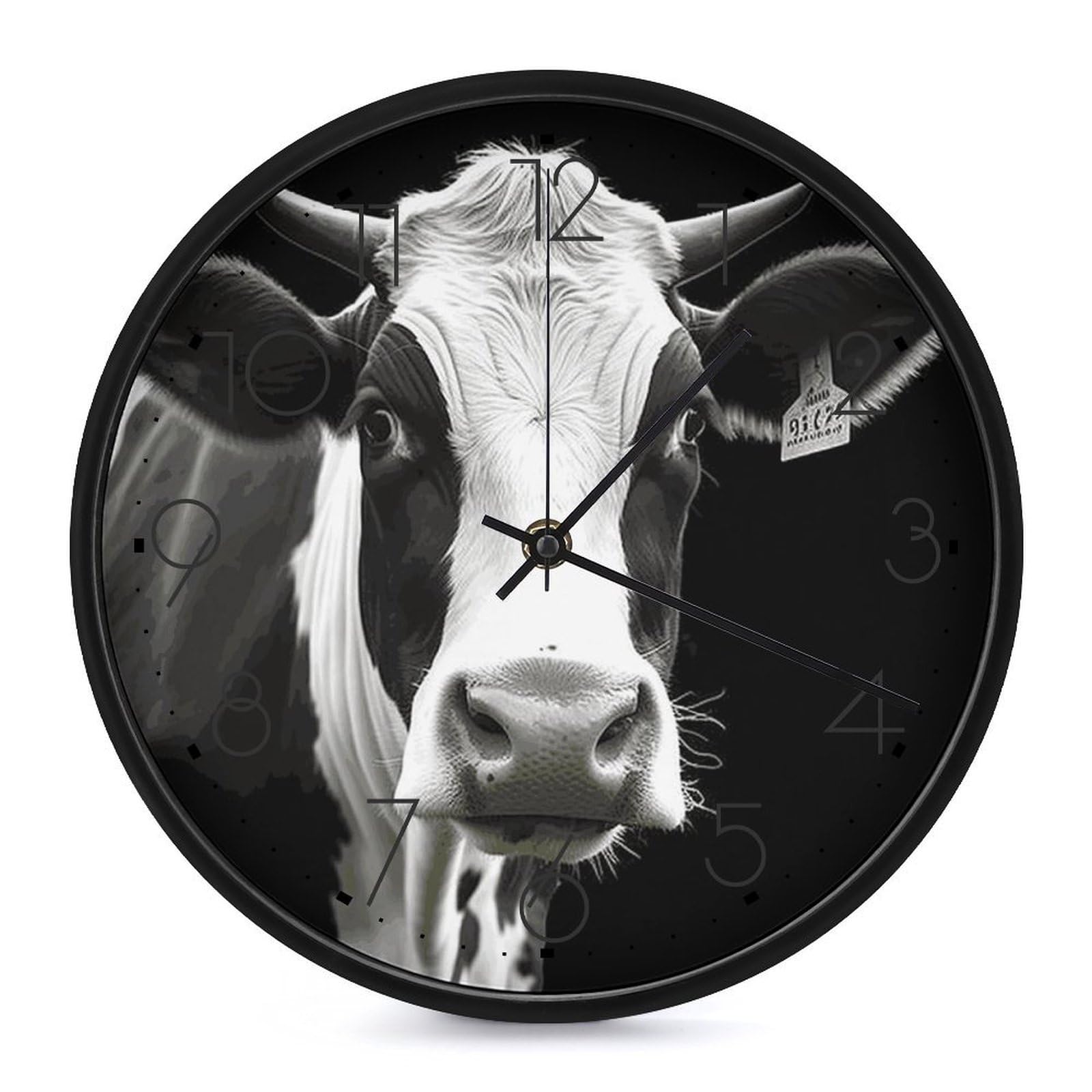 Horloge murale ronde vache 25,4 cm classique fonctionnant à piles pour chambre