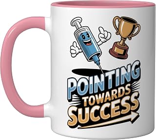Syringe Focused on Success for Hospital Workers Ceramic Mug, Pink/White