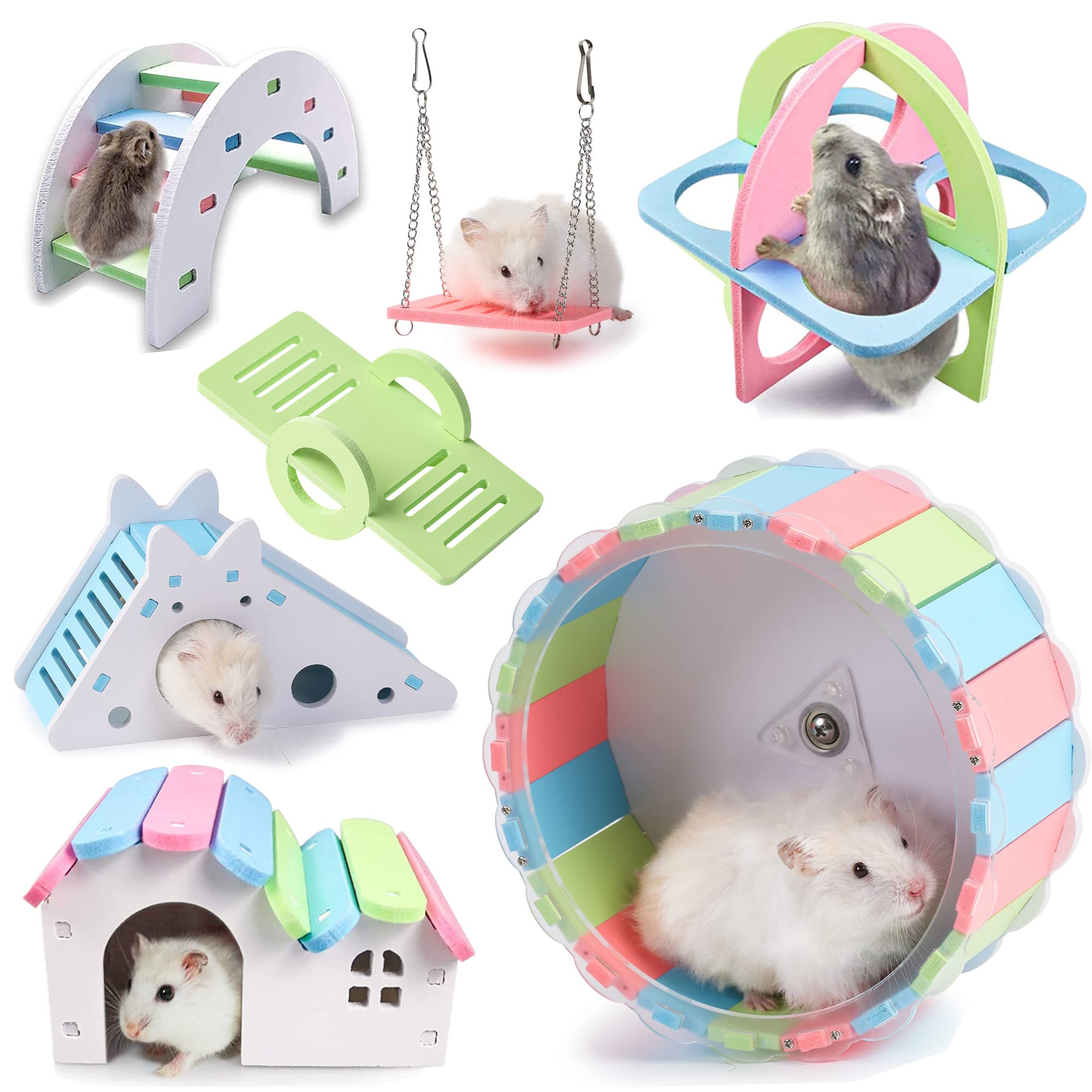 Buy JanYoo Hamster Hideout and Toys Wheel for Dwarf Hamster Cage House