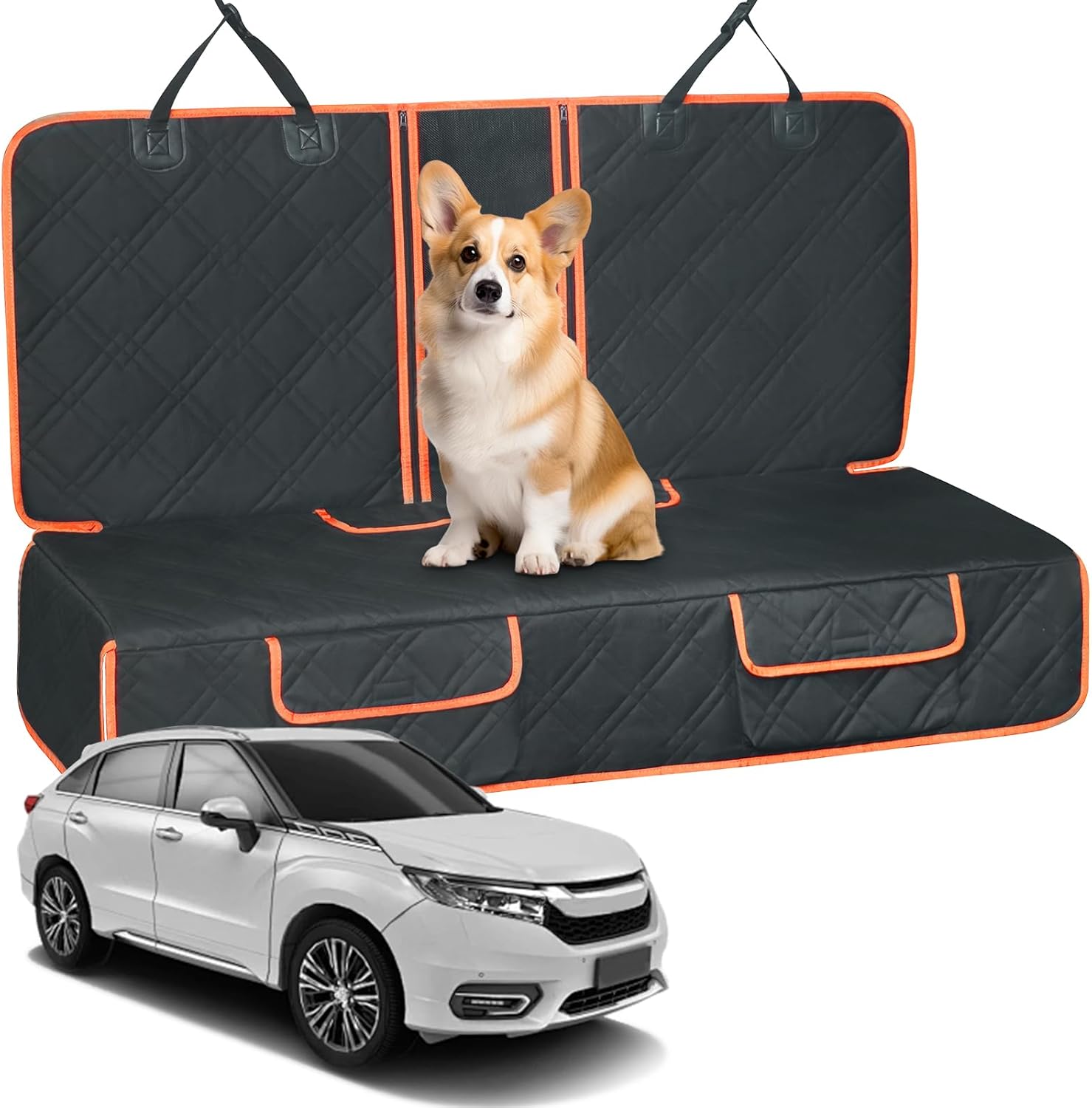 Dasmiro Dog Backseat Cover 600D Oxford Fabric Waterproof Pet Seat Protector for Ford Escape Toyota RAV4 Honda CR-V Subaru Forester Easy to Clean and Tear-Resistant Double-Slit Edge