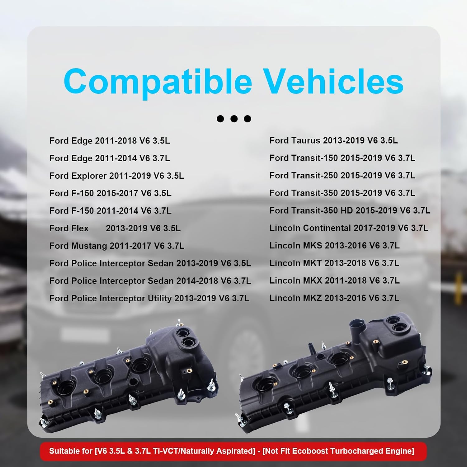 Left & Right Engine Valve Cover with Gasket & Bolts for Ford F-150 Explorer Mustang Edge Flex Taurus Transit Lincoln MKS MKT MKX MKZ 3.5L 3.7L (Left and Right Side)