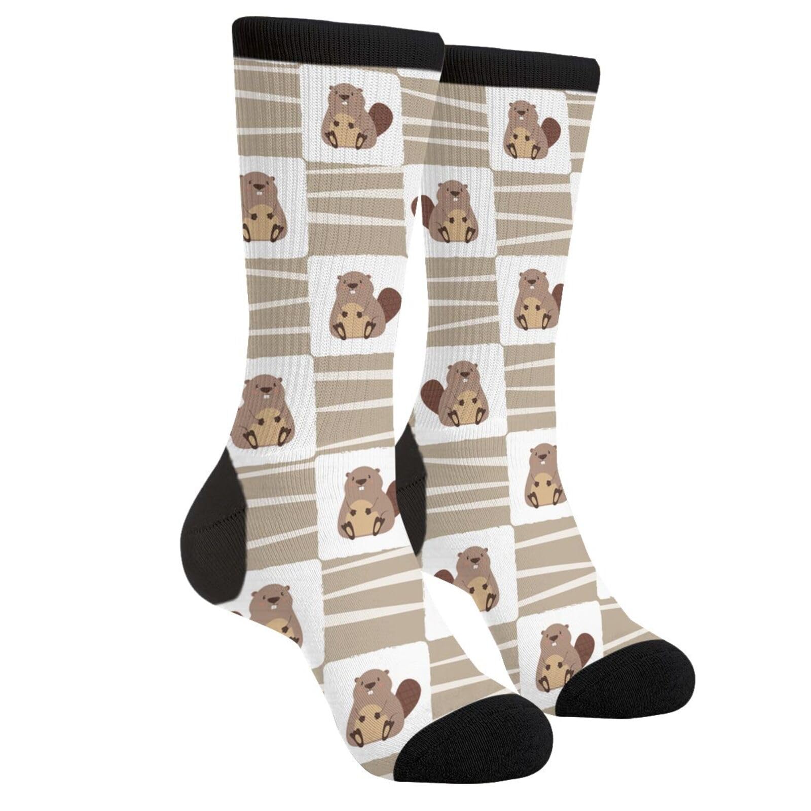 SEVEBJ Unisex Casual Funny Novelty Crew Socks Gifts For Men Women Beaver