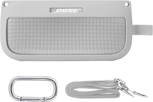 co2CREA Funda de silicona suave de repuesto para altavoz portátil Bose SoundLink Flex Bluetooth (funda de silicona, funda de humo blanco)