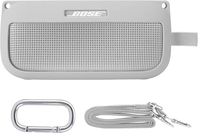 co2CREA Case Silicone for Bose SoundLink Flex Bluetooth Portable Speaker, Portable Ultra-light Protective Sleeve with Carabiner and Shoulder Strap (Speaker and Accessories not Included)
