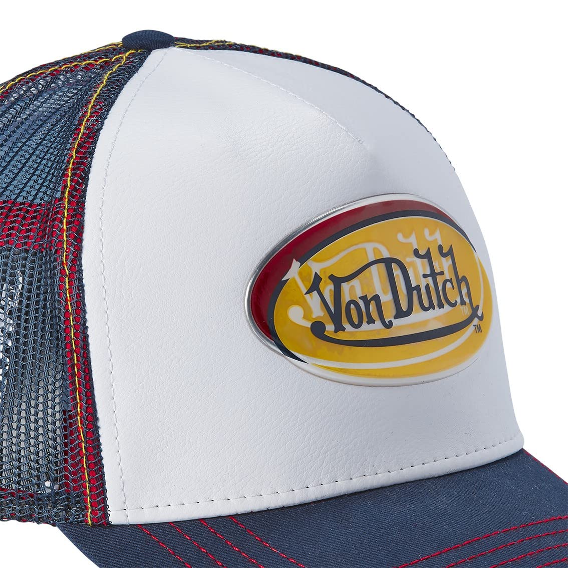 Von Dutch Casquette Homme & Femme, Trucker ADEC, Blanc WHI | Mixte, Adulte 55,5-60cm, Simili, Réglage Snapback, Bande anti-transpirante, Filet rigide, Visière arrondie, Streetwear